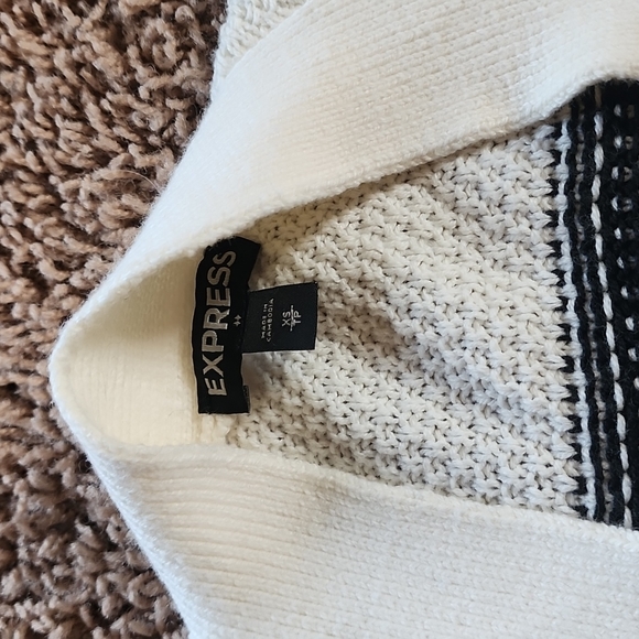 Express cardigan tunic oversized sweater drop shoulder black white XS - Picture 5 of 9